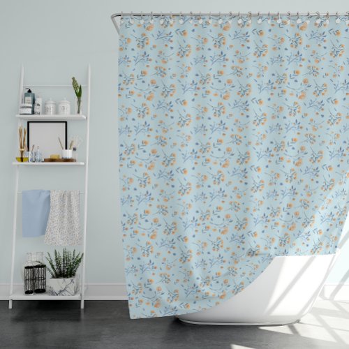 Minimal Watercolor Wildflower Pattern   Shower Curtain