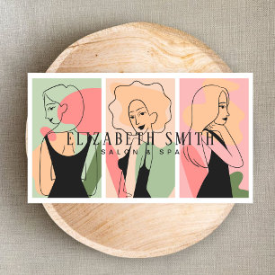 Minimal Watercolor Women Photo Salon & Spa Pink Business Card