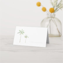 Minimal Watercolour Palm Tree Place Card