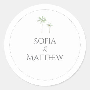 Minimal Watercolour Palm Tree Round Sticker