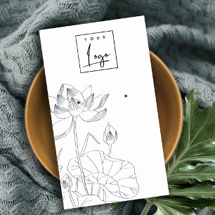 Minimal Waterlily Floral Sketch Earring Display Business Card