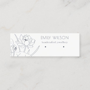 Minimal Waterlily Floral Sketch Earring Display Mini Business Card
