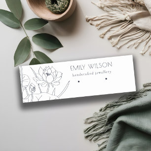 Minimal Waterlily Floral Sketch Earring Display Mini Business Card