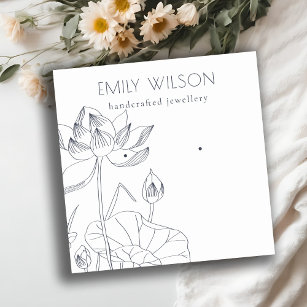 Minimal Waterlily Floral Sketch Earring Display Square Business Card