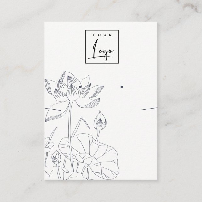 Minimal Waterlily Floral Sketch Earring Necklace Business Card (Front)