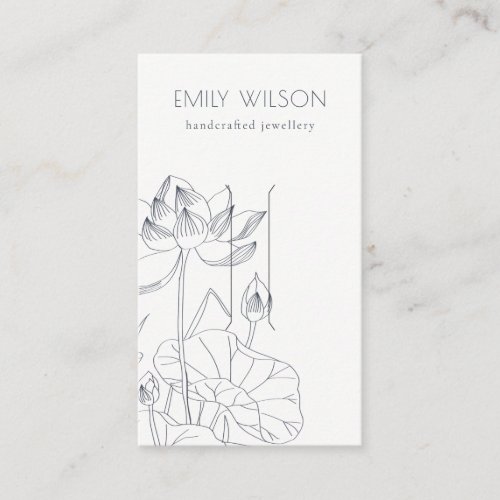 Minimal Waterlily Floral Sketch Hair Clip Display Business Card