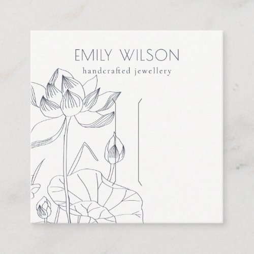 Minimal Waterlily Floral Sketch Hair Clip Display Square Business Card