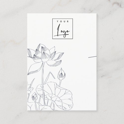 Minimal Waterlily Floral Sketch Necklace Display Business Card