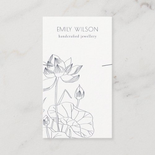 Minimal Waterlily Floral Sketch Necklace Display Business Card