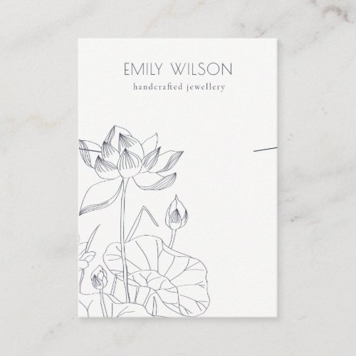 Minimal Waterlily Floral Sketch Necklace Display Business Card