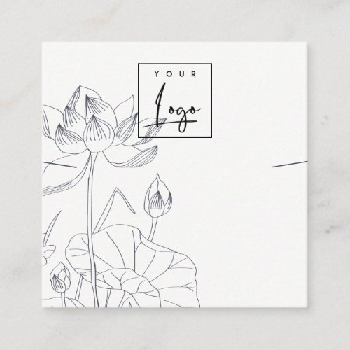 Minimal Waterlily Floral Sketch Necklace Display Square Business Card