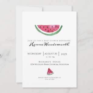 Minimal Watermelon Sweet Girl Summer Baby Shower Invitation