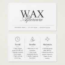Minimal Wax Aftercare Salon Card Black White