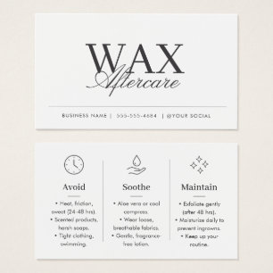 Minimal Wax Aftercare Salon Card Black White