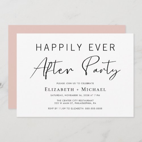 Minimal Wedding After Party Blush Pink Invitation