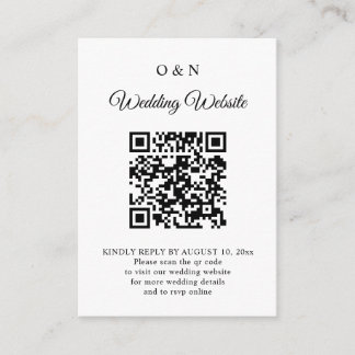 Minimal Wedding Black and White QR Code RSVP Enclosure Card