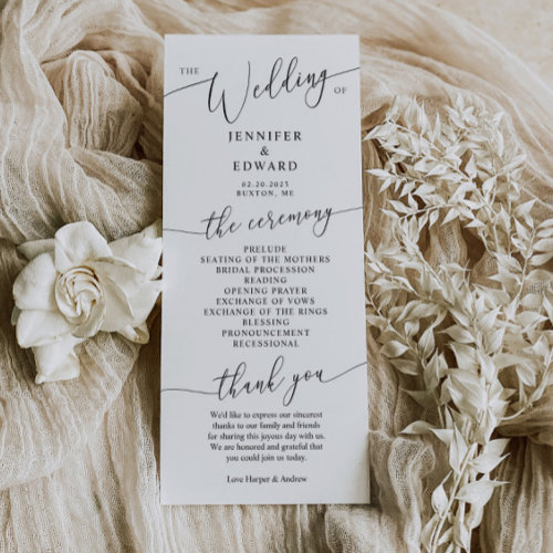 Minimal Wedding Ceremony Program