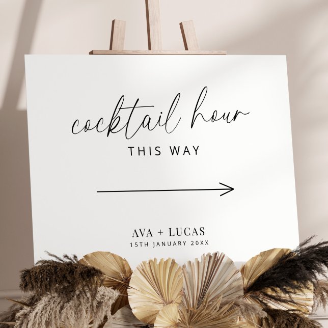 Minimal Wedding Cocktail Hour This Way Sign (Creator Uploaded)