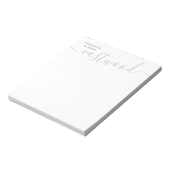 Minimal Wedding Couple Name Monogram Notepad (Rotated)