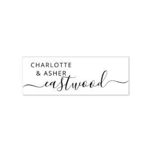 Minimal Wedding Couple Name Monogram Self-inking Stamp