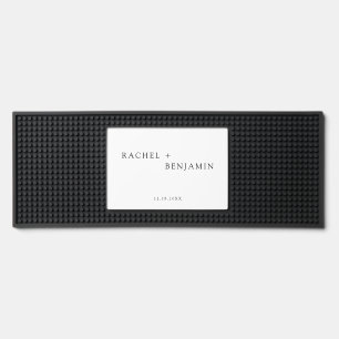 Minimal Wedding Custom Black and White Modern Bar Mat