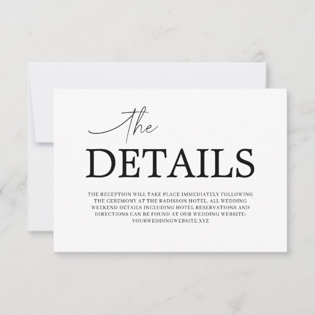 Minimal Wedding Details Card (Front)