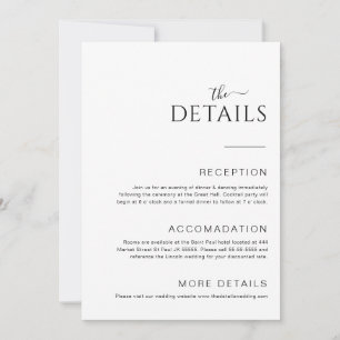 Minimal Wedding Details Enclosure Card