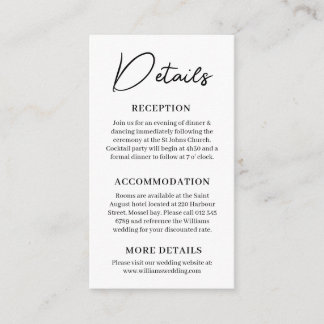 Minimal Wedding Details Enclosure Card