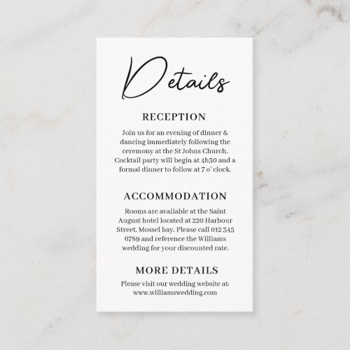 Minimal Wedding Details Enclosure Card