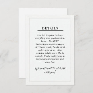 Minimal Wedding Details Enclosure Card