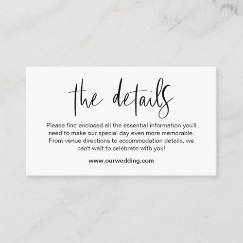 Minimal Wedding Details Enclosure Card