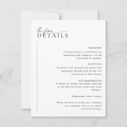 Minimal Wedding Details Enclosure Card LAYLA