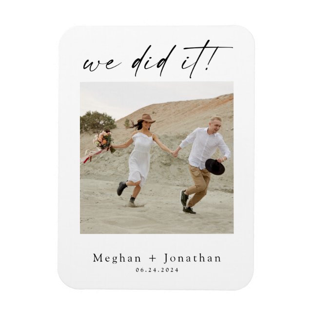 Minimal Wedding Elopement Reception Photo Magnet (Vertical)