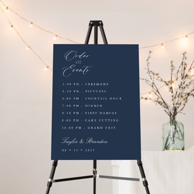Minimal Wedding Event Times Welcome Sign Decor (In Situ (Stand))