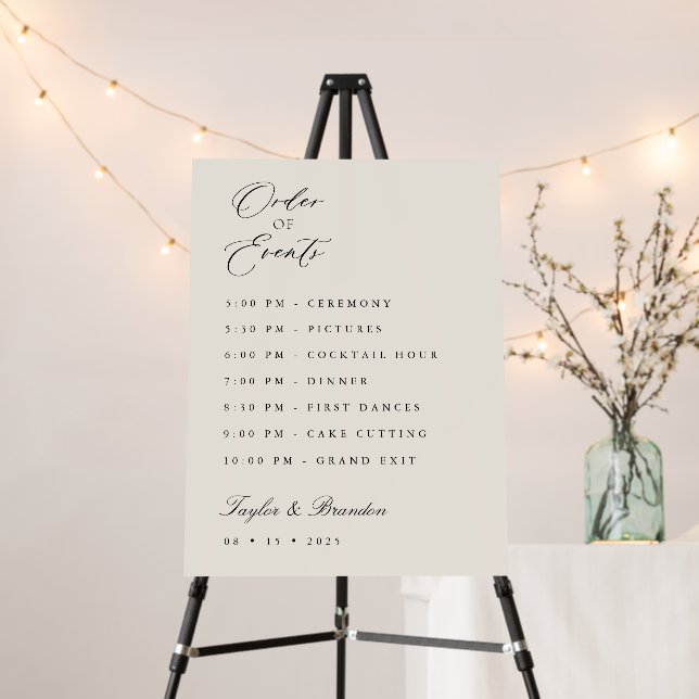 Minimal Wedding Event Times Welcome Sign Decor (In Situ (Stand))