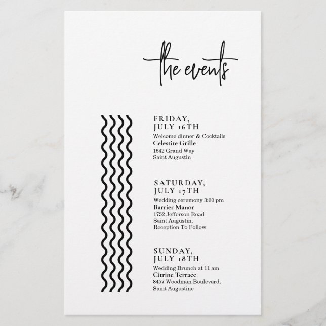 Minimal Wedding Events Timeline (Front)
