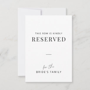 Minimal Wedding Family Reserved Row Tag