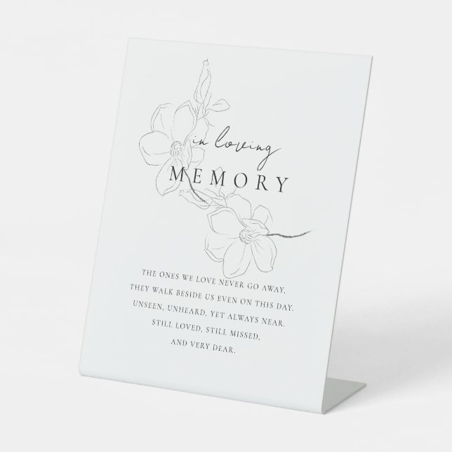 Minimal Wedding floral Memorial in loving memory Pedestal Sign (Front)