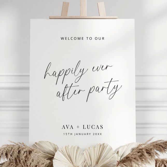 Minimal Wedding Happily Ever After Party Sign (Creator Uploaded)
