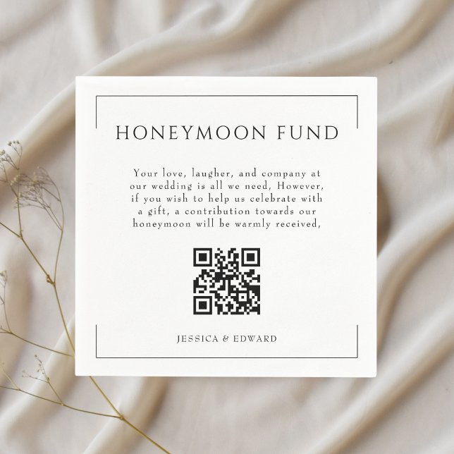 Minimal Wedding Honeymoon Fund QR Code Napkins (Creator Uploaded)