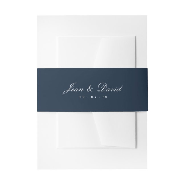 Minimal Wedding Invitation Belly Band - Navy