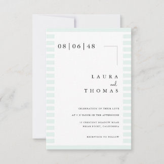 Minimal Wedding Invitation Card with Stripe Border