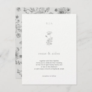 Minimal Wedding Invites, Botanical Wedding Invitation