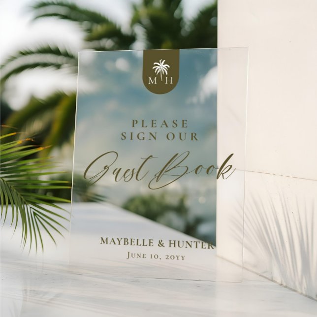 Minimal Wedding Palm Monogram Sign Our Guest Book (Minimal Wedding Palm Monogram Sign Our Guest Book)