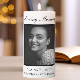 Minimal Wedding Photo Memorial In loving memory  Pillar Candle