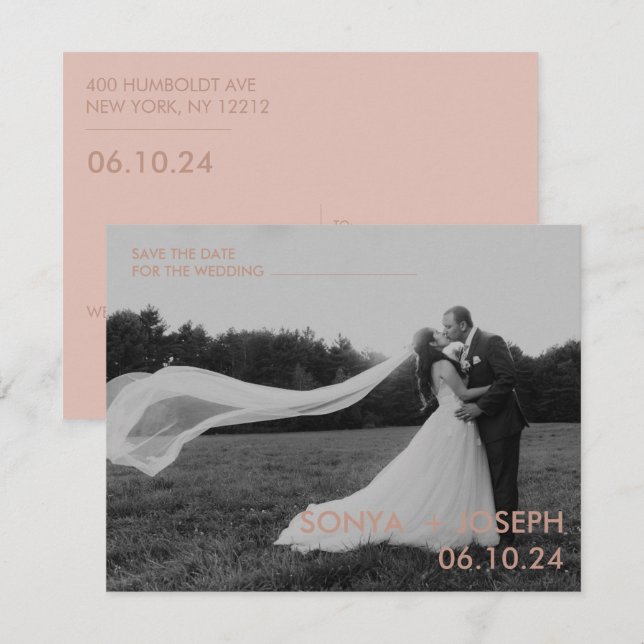 Minimal Wedding Photo Save the Date Cards (Front/Back)