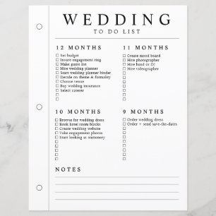 Minimal Wedding Planner 12 - 5 Months Binder Page