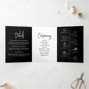 Minimal Wedding Program Black and White Elegant