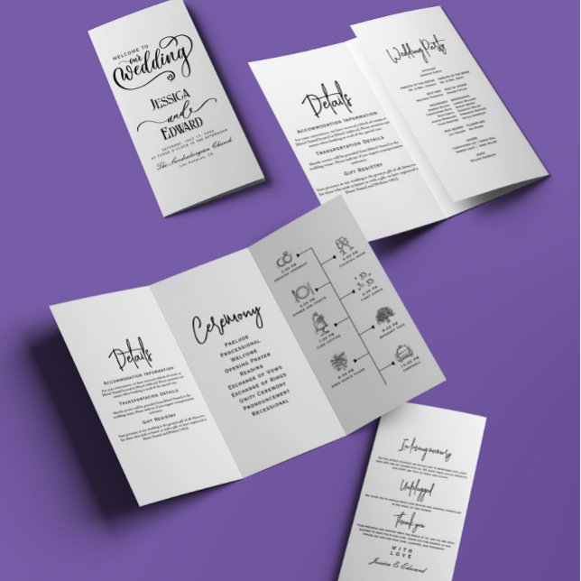 Minimal Wedding Program Black and White Elegant (Creator Uploaded)