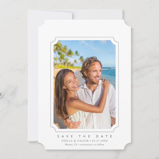 Minimal Wedding QR Code Photo  Save The Date (Front)